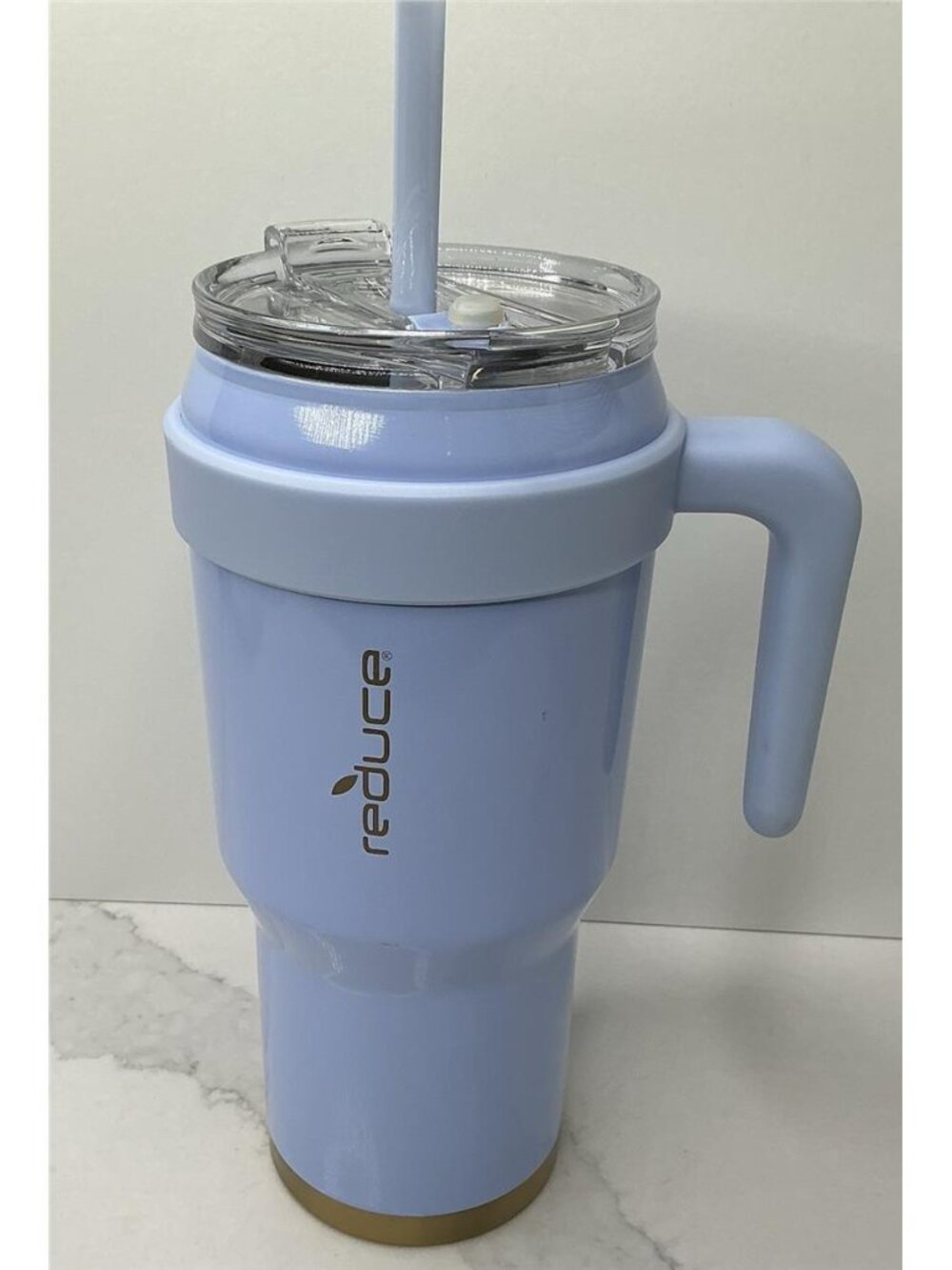 Reduce Travel Mug Vacuum Insulated Stainless Steel Lt. Blue Purple Handle 40 oz